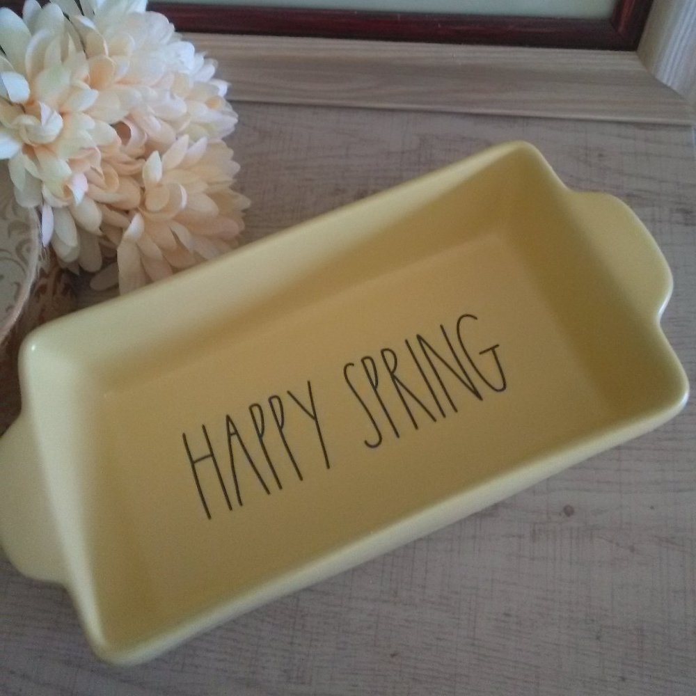 NIB RAE DUNN "Happy Spring" Loaf Pan - Picture 2 of 8